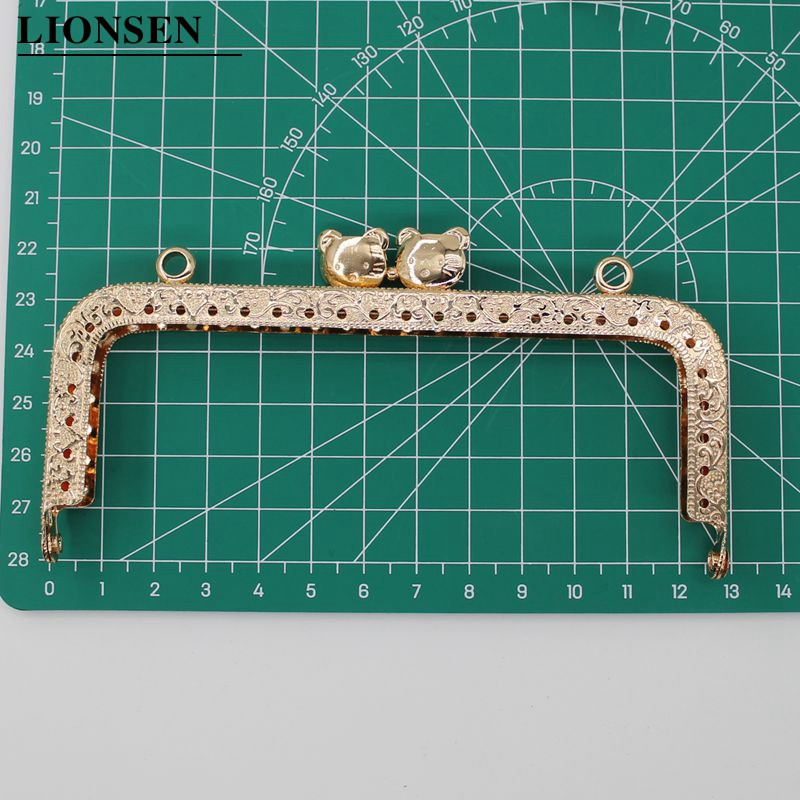 1 DB 8,5 10,5 12,5 CM Világos arany macskafej, kerek és szögletes fém erszénykeret fogantyúja kuplungtáska tartozékokhoz Kiss Clasp Lock