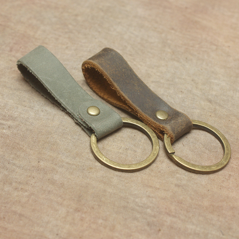 2 buc/lot, lucrat manual retro, suport de chei din piele autentică, breloc simplu pentru menajeră, portofel, bărbați, femei, arte și meserii