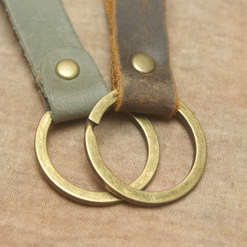 2 buc/lot, lucrat manual retro, suport de chei din piele autentică, breloc simplu pentru menajeră, portofel, bărbați, femei, arte și meserii