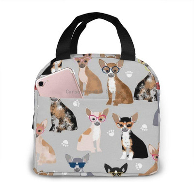 Unisex τσάντα ζεστού φαγητού Chihuahua Τσάντα μεσημεριανού σκύλου επαναχρησιμοποιήσιμη κουτί μεσημεριανού γεύματος Cooler tote