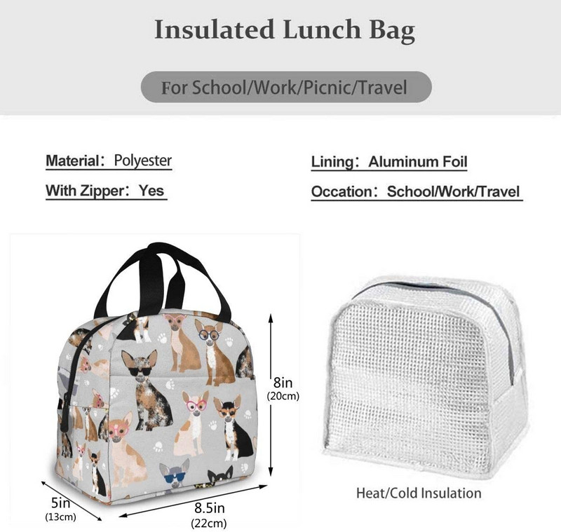 Geanta unisex pentru incalzire a mancarii Geanta de pranz pentru caini Chihuahua