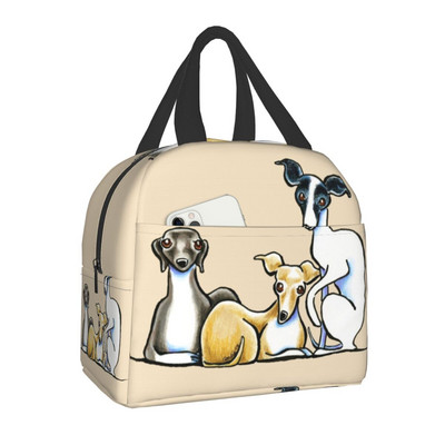 Χαριτωμένο Greyhound Sighthound Dog Insolated τσάντα μεσημεριανού γεύματος για γυναίκες στεγανό Whippet Puppy Cooler Thermal Bento Box Κάμπινγκ Ταξίδι