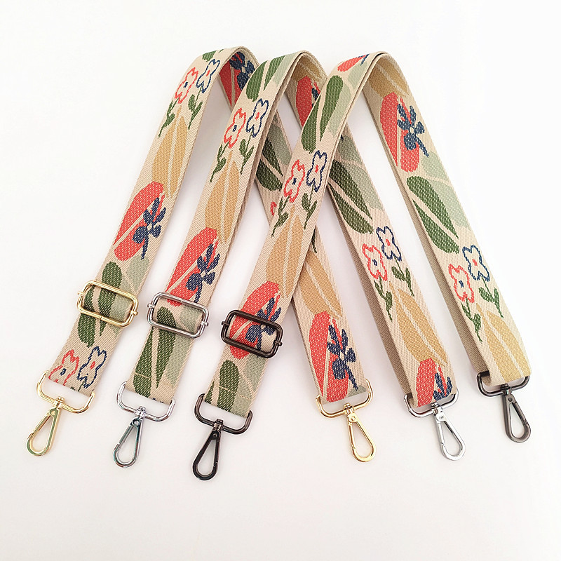 3,8 cm vastagított hosszú vállöv virágos vállpánttal a táskához vászon táskapánt Crossbody
