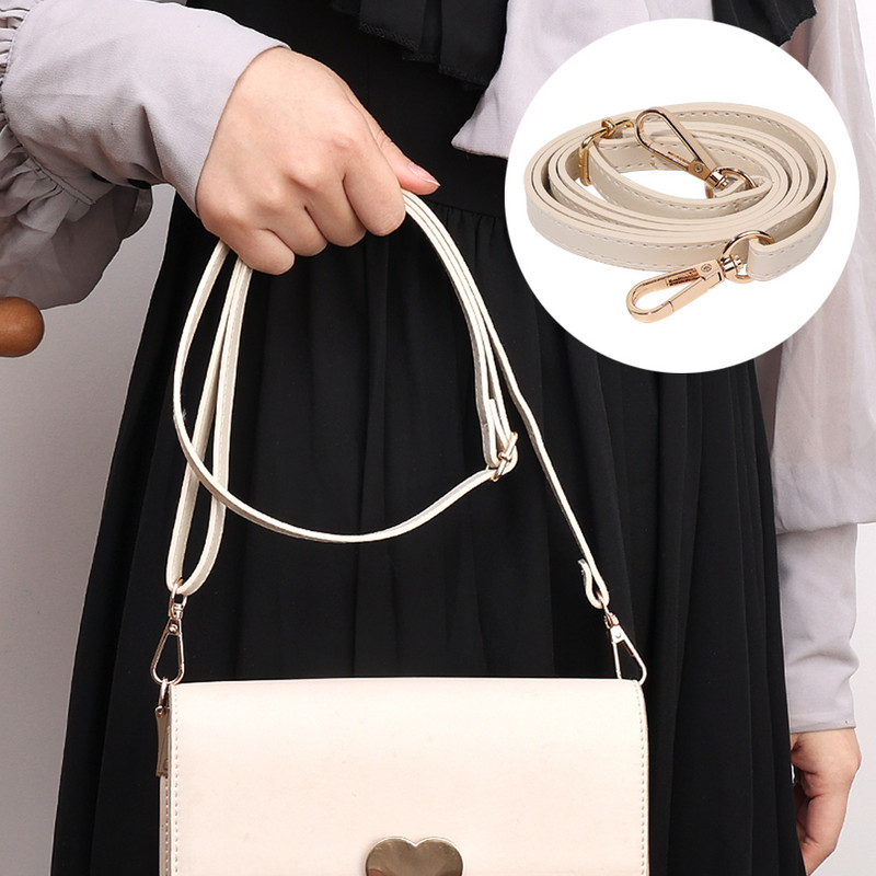 Divat PU bőr vállpánt Crossbody táskaszíj 125 cm hosszú, kétrétegű cseretáska öv barkácscsatos táskatartozékok