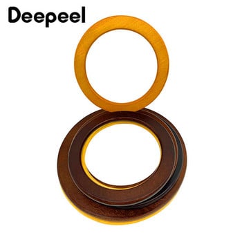 2Pcs Deepeel 12.8-13.5cm Нова кръгла дървена дръжка Направи си сам ръчна чанта Скоби за шиене Дървени пръстени Чанти Дръжки Портмоне Рамка Чанта Аксесоари