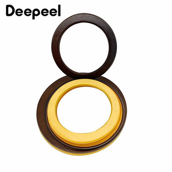 2Pcs Deepeel 12.8-13.5cm Нова кръгла дървена дръжка Направи си сам ръчна чанта Скоби за шиене Дървени пръстени Чанти Дръжки Портмоне Рамка Чанта Аксесоари
