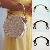 Retro somas rokturis koka pērlīšu virve Somas siksna rokturis plecu josta rokassomām DIY maiņas somas piederumi фурнитура для сумок