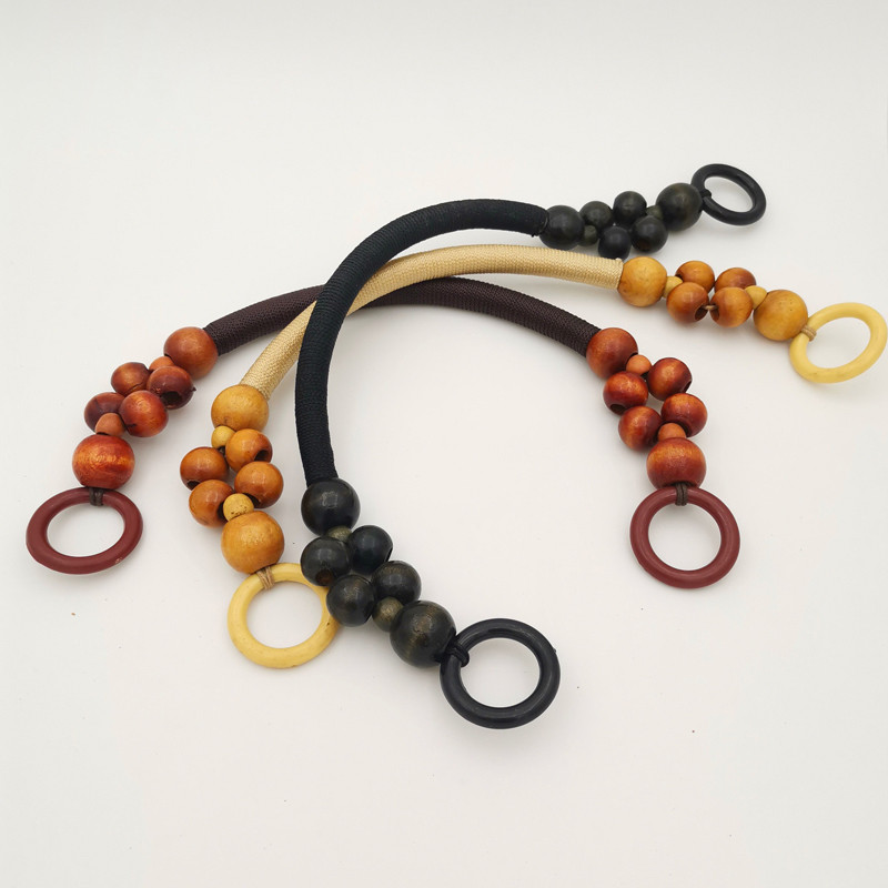 Retro somas rokturis koka pērlīšu virve Somas siksna rokturis plecu josta rokassomām DIY maiņas somas piederumi фурнитура для сумок
