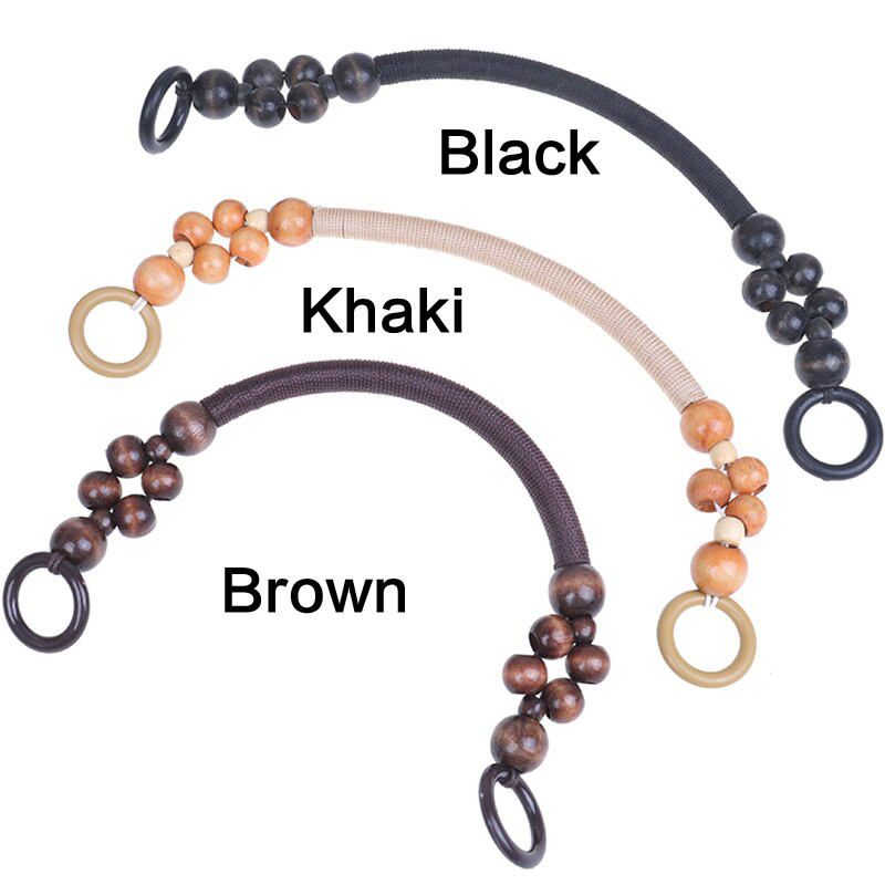 Retro somas rokturis koka pērlīšu virve Somas siksna rokturis plecu josta rokassomām DIY maiņas somas piederumi фурнитура для сумок