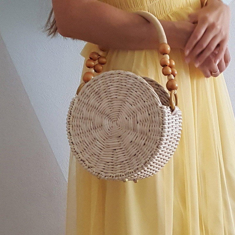 Retro somas rokturis koka pērlīšu virve Somas siksna rokturis plecu josta rokassomām DIY maiņas somas piederumi фурнитура для сумок