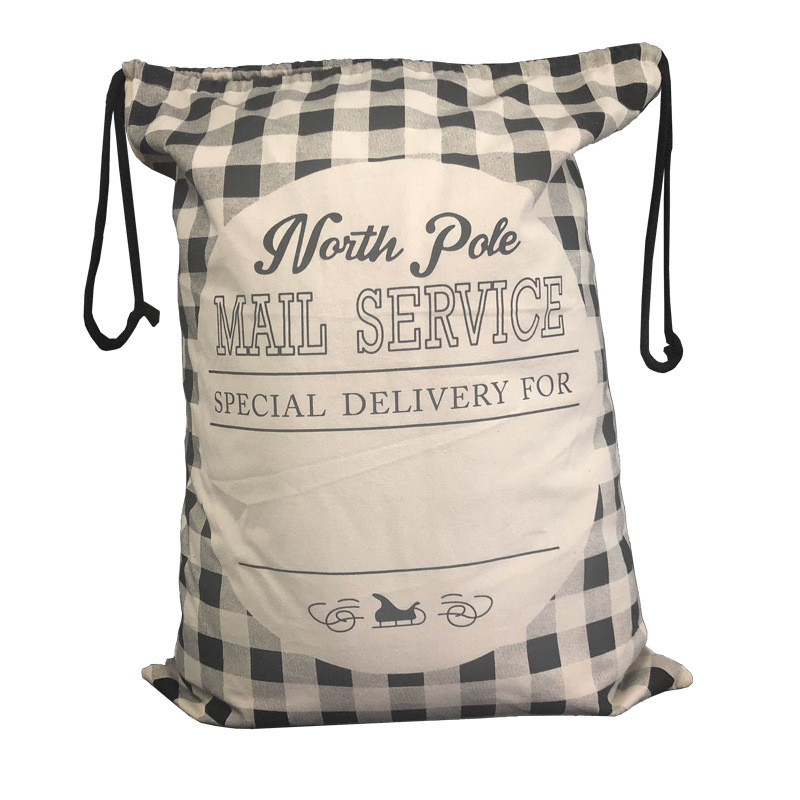 2022 m. languotas stalčių kišenė Naujas kalėdinis krepšys juodai baltas tinklinis medvilninis drobinis dovanų indelis vaikams 50*70cm