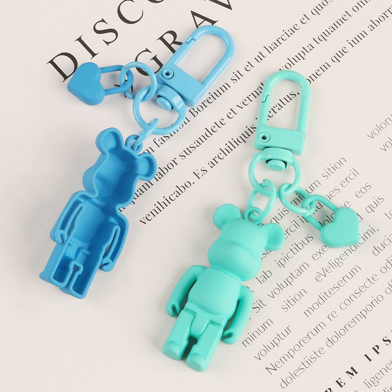 Moodne uus vaigukaru võtmehoidja kott amuleti hoidja Loov 3D multikas võtmehoidja armsa värviga õõnsa karu paari kotiga kaunistusega võtmehoidja