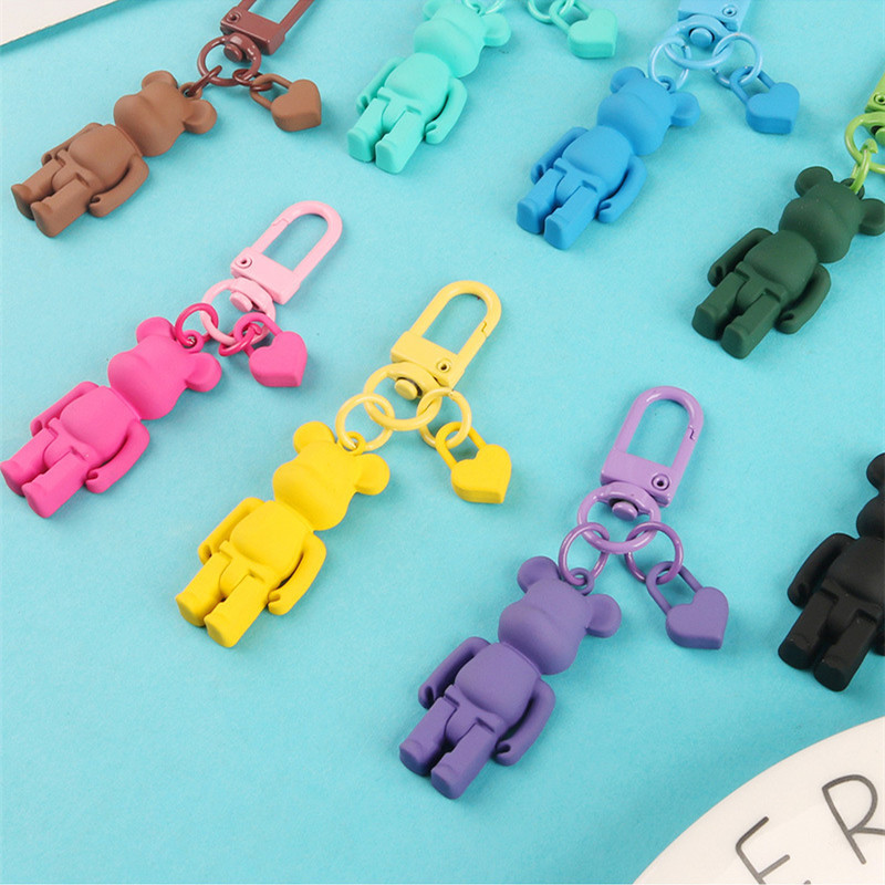 Moodne uus vaigukaru võtmehoidja kott amuleti hoidja Loov 3D multikas võtmehoidja armsa värviga õõnsa karu paari kotiga kaunistusega võtmehoidja