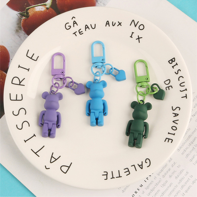 Moodne uus vaigukaru võtmehoidja kott amuleti hoidja Loov 3D multikas võtmehoidja armsa värviga õõnsa karu paari kotiga kaunistusega võtmehoidja