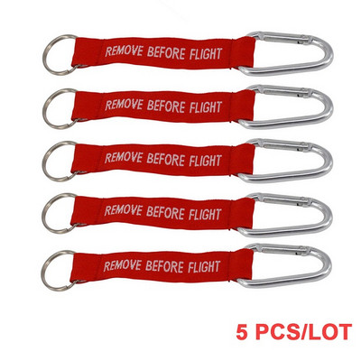 Pirms lidojuma noņemt Chaveiro atslēgu piekariņu automašīnām Sarkans atslēgu piekariņi OEM atslēgu piekariņi Rotaslietas Aviācijas etiķetes Izšūšanas atslēgu piekariņi 5 gab.