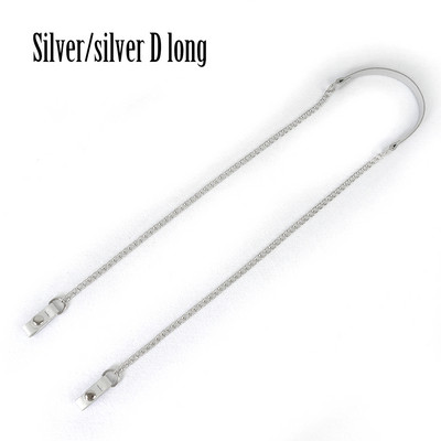 Tanqu O Geantă Lungă Scurtă Gri Interstrat Metal D Cataramă Piele PU Închidere cu clemă Curea cu lanț de umăr pentru geanta de mână de buzunar Obag