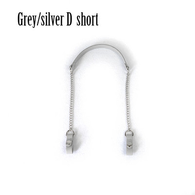 Tanqu O Geantă Lungă Scurtă Gri Interstrat Metal D Cataramă Piele PU Închidere cu clemă Curea cu lanț de umăr pentru geanta de mână de buzunar Obag