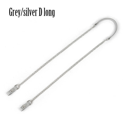 Tanqu O Geantă Lungă Scurtă Gri Interstrat Metal D Cataramă Piele PU Închidere cu clemă Curea cu lanț de umăr pentru geanta de mână de buzunar Obag