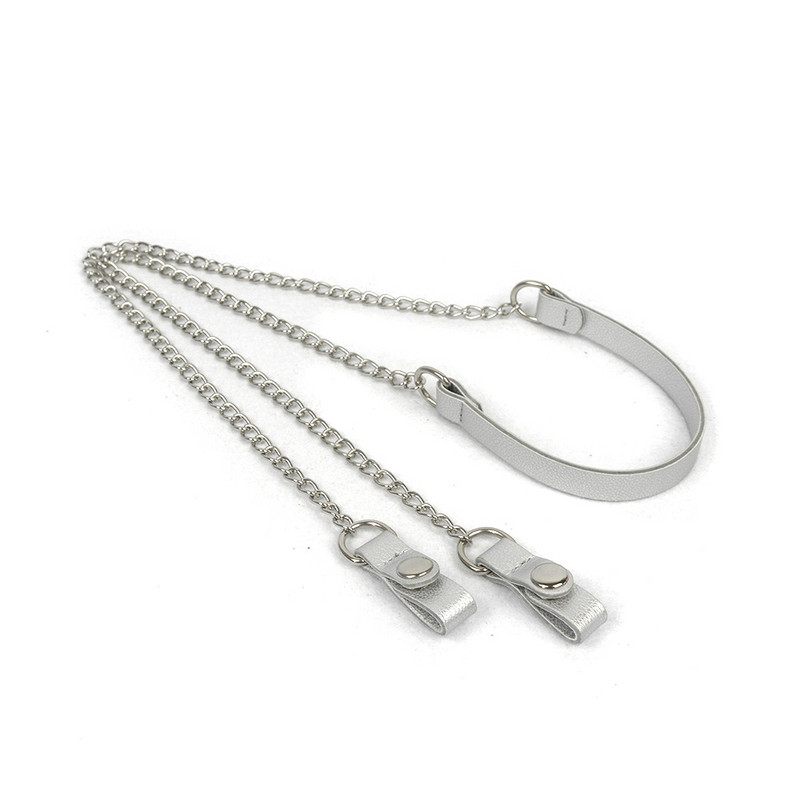 Tanqu O Geantă Lungă Scurtă Gri Interstrat Metal D Cataramă Piele PU Închidere cu clemă Curea cu lanț de umăr pentru geanta de mână de buzunar Obag