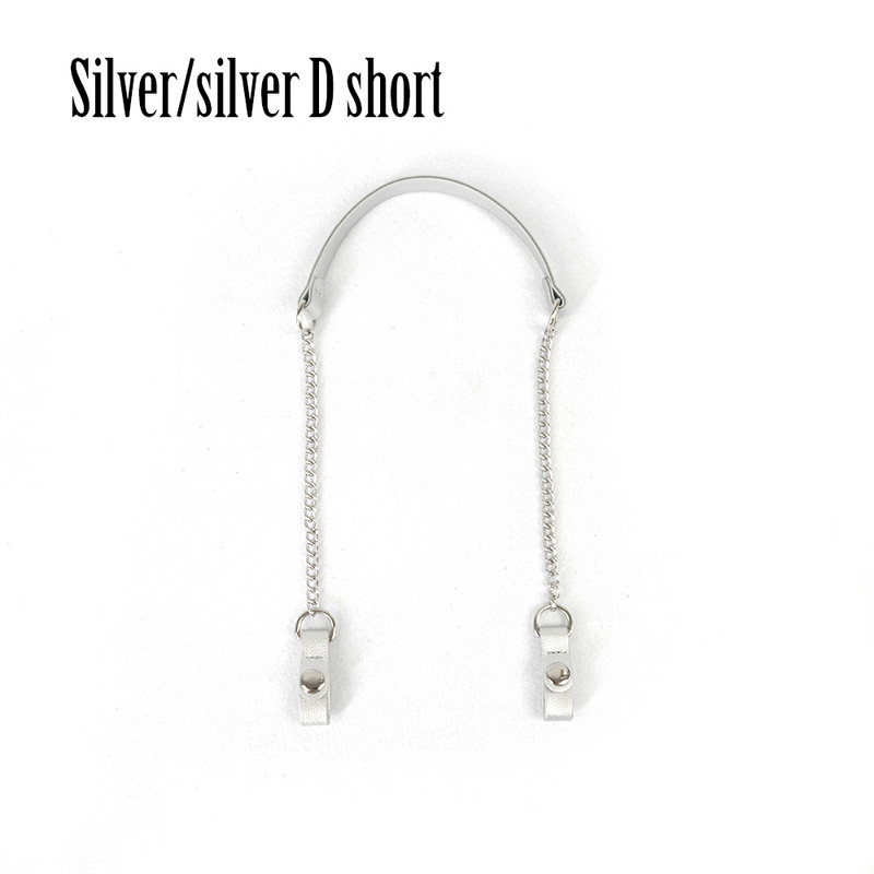 Tanqu O Geantă Lungă Scurtă Gri Interstrat Metal D Cataramă Piele PU Închidere cu clemă Curea cu lanț de umăr pentru geanta de mână de buzunar Obag