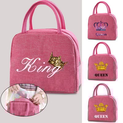 Queen Print Pattern Cooler Lunch Bag Преносима термоизолирана Bento Tote Thermal Училищна торбичка за пикник за съхранение на храна Подарък за учител