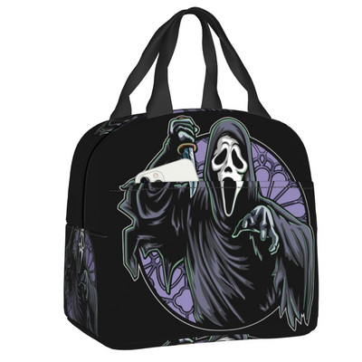 Scream Ghostface soojusisolatsiooniga lõunakott Horror Killer TV Movie Taaskasutatav lõunasöök tööks Koolireiside hoiustamiskarp