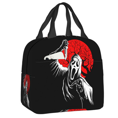 Scream Ghostface soojusisolatsiooniga lõunakott Horror Killer TV Movie Taaskasutatav lõunasöök tööks Koolireiside hoiustamiskarp