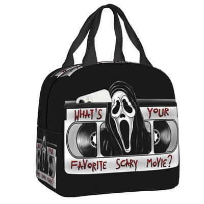 Scream Ghostface soojusisolatsiooniga lõunakott Horror Killer TV Movie Taaskasutatav lõunasöök tööks Koolireiside hoiustamiskarp