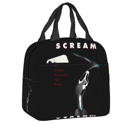 Scream Ghostface soojusisolatsiooniga lõunakott Horror Killer TV Movie Taaskasutatav lõunasöök tööks Koolireiside hoiustamiskarp