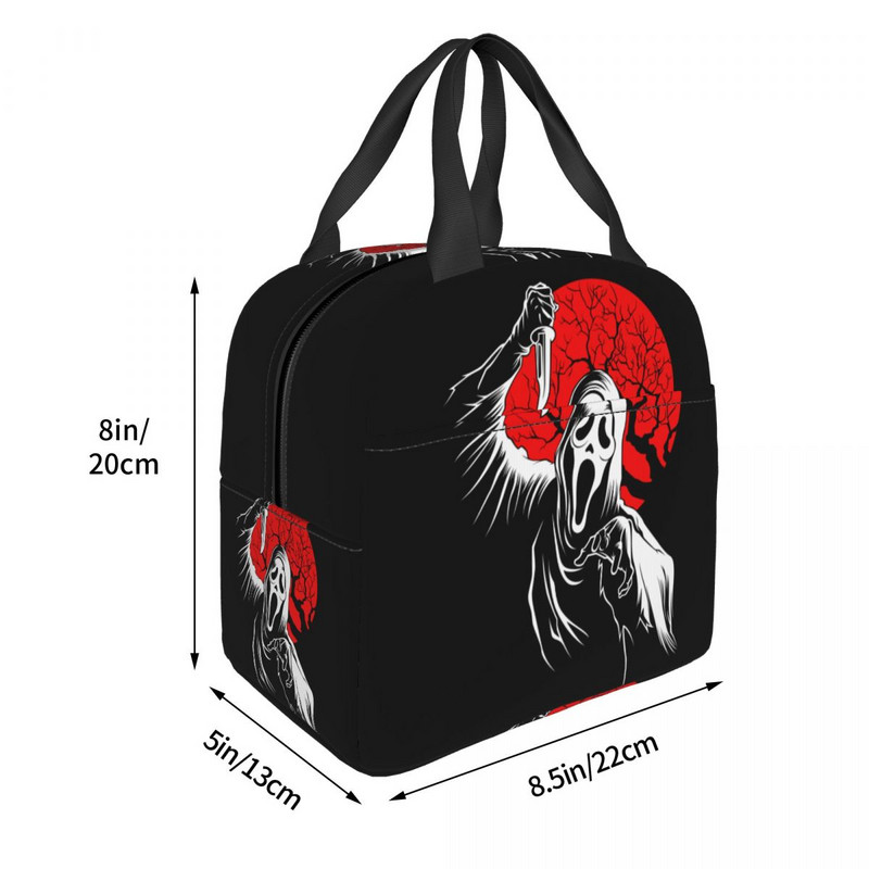 Scream Ghostface soojusisolatsiooniga lõunakott Horror Killer TV Movie Taaskasutatav lõunasöök tööks Koolireiside hoiustamiskarp