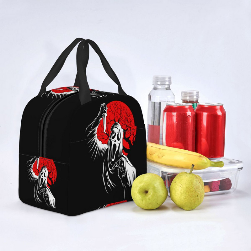 Scream Ghostface soojusisolatsiooniga lõunakott Horror Killer TV Movie Taaskasutatav lõunasöök tööks Koolireiside hoiustamiskarp