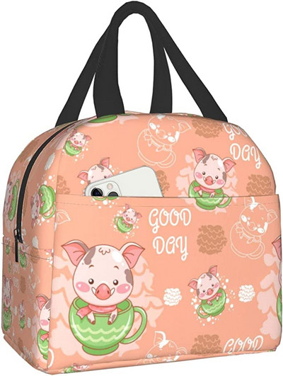 Jauka cūka ar režģi un sirds dzesētāju pusdienu kaste Pārnēsājama izolēta audekla pusdienu soma Termiskās pārtikas piknika pusdienu maisiņi bērniem