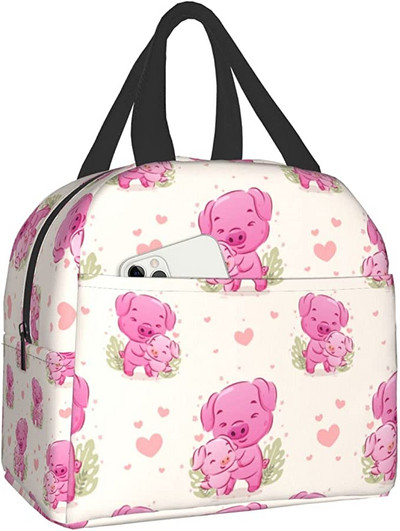 Jauka cūka ar režģi un sirds dzesētāju pusdienu kaste Pārnēsājama izolēta audekla pusdienu soma Termiskās pārtikas piknika pusdienu maisiņi bērniem
