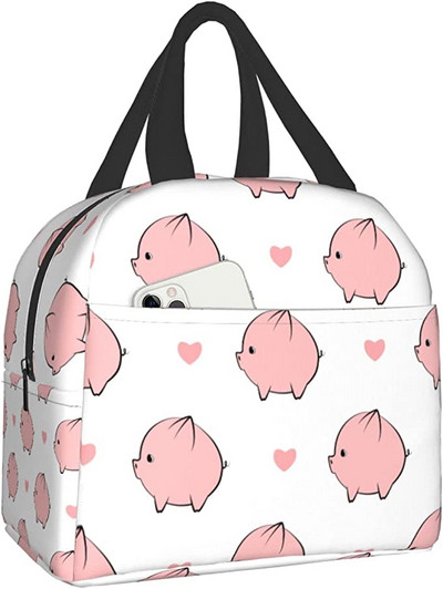 Jauka cūka ar režģi un sirds dzesētāju pusdienu kaste Pārnēsājama izolēta audekla pusdienu soma Termiskās pārtikas piknika pusdienu maisiņi bērniem