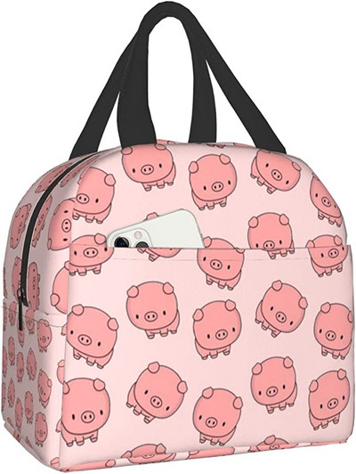 Jauka cūka ar režģi un sirds dzesētāju pusdienu kaste Pārnēsājama izolēta audekla pusdienu soma Termiskās pārtikas piknika pusdienu maisiņi bērniem