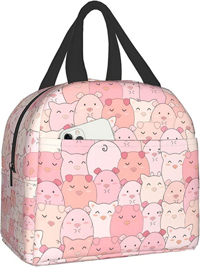 Jauka cūka ar režģi un sirds dzesētāju pusdienu kaste Pārnēsājama izolēta audekla pusdienu soma Termiskās pārtikas piknika pusdienu maisiņi bērniem