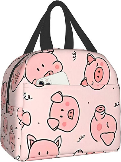 Jauka cūka ar režģi un sirds dzesētāju pusdienu kaste Pārnēsājama izolēta audekla pusdienu soma Termiskās pārtikas piknika pusdienu maisiņi bērniem