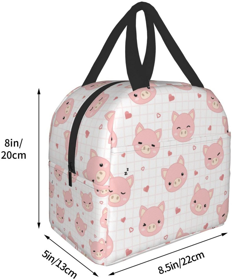 Jauka cūka ar režģi un sirds dzesētāju pusdienu kaste Pārnēsājama izolēta audekla pusdienu soma Termiskās pārtikas piknika pusdienu maisiņi bērniem