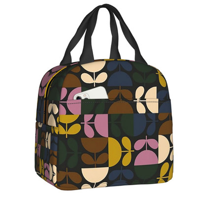 Ljetna torba za ručak s izoliranom stabljikom cvijeta za žene Skandinavska geometrijska rashladna toplinska kutija za ručak za višekratnu upotrebu