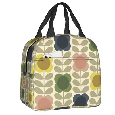 Ljetna torba za ručak s izoliranom stabljikom cvijeta za žene Skandinavska geometrijska rashladna toplinska kutija za ručak za višekratnu upotrebu