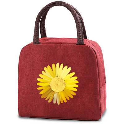 Daisy Print saldējuma aukstuma maisiņi pusdienu soma Pārnēsājama izolēta Bento Tote termiskā skolas pārtikas uzglabāšanas maisiņš skolotāja dāvanu rokassomiņa