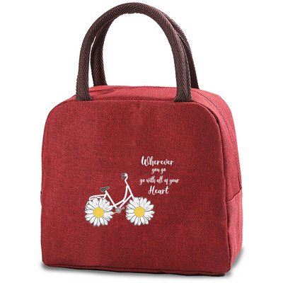 Daisy Print saldējuma aukstuma maisiņi pusdienu soma Pārnēsājama izolēta Bento Tote termiskā skolas pārtikas uzglabāšanas maisiņš skolotāja dāvanu rokassomiņa