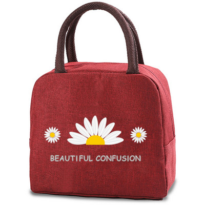 Daisy Print saldējuma aukstuma maisiņi pusdienu soma Pārnēsājama izolēta Bento Tote termiskā skolas pārtikas uzglabāšanas maisiņš skolotāja dāvanu rokassomiņa