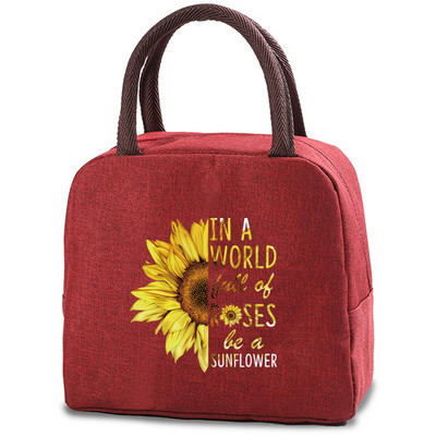 Daisy Print saldējuma aukstuma maisiņi pusdienu soma Pārnēsājama izolēta Bento Tote termiskā skolas pārtikas uzglabāšanas maisiņš skolotāja dāvanu rokassomiņa