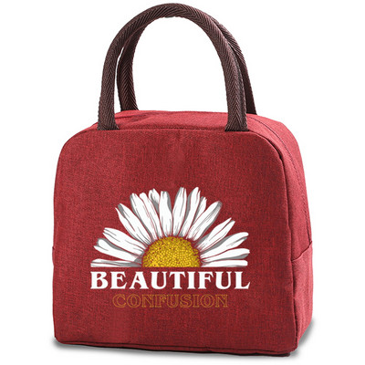 Daisy Print saldējuma aukstuma maisiņi pusdienu soma Pārnēsājama izolēta Bento Tote termiskā skolas pārtikas uzglabāšanas maisiņš skolotāja dāvanu rokassomiņa