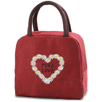 Daisy Print saldējuma aukstuma maisiņi pusdienu soma Pārnēsājama izolēta Bento Tote termiskā skolas pārtikas uzglabāšanas maisiņš skolotāja dāvanu rokassomiņa