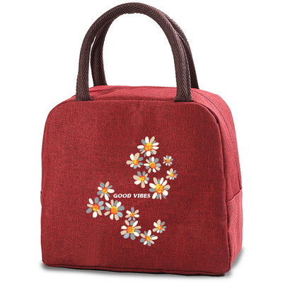 Daisy Print saldējuma aukstuma maisiņi pusdienu soma Pārnēsājama izolēta Bento Tote termiskā skolas pārtikas uzglabāšanas maisiņš skolotāja dāvanu rokassomiņa