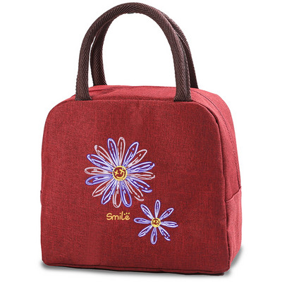 Daisy Print saldējuma aukstuma maisiņi pusdienu soma Pārnēsājama izolēta Bento Tote termiskā skolas pārtikas uzglabāšanas maisiņš skolotāja dāvanu rokassomiņa