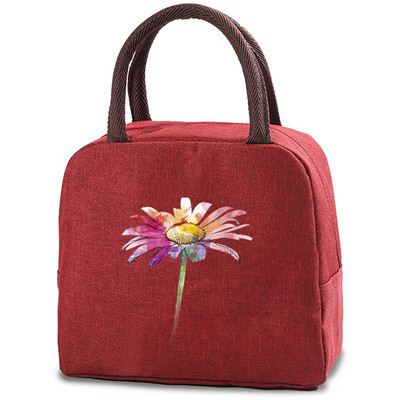 Daisy Print saldējuma aukstuma maisiņi pusdienu soma Pārnēsājama izolēta Bento Tote termiskā skolas pārtikas uzglabāšanas maisiņš skolotāja dāvanu rokassomiņa