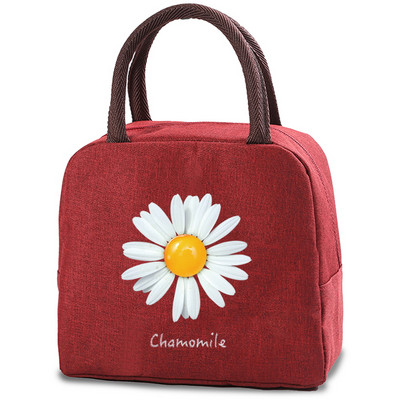 Daisy Print saldējuma aukstuma maisiņi pusdienu soma Pārnēsājama izolēta Bento Tote termiskā skolas pārtikas uzglabāšanas maisiņš skolotāja dāvanu rokassomiņa